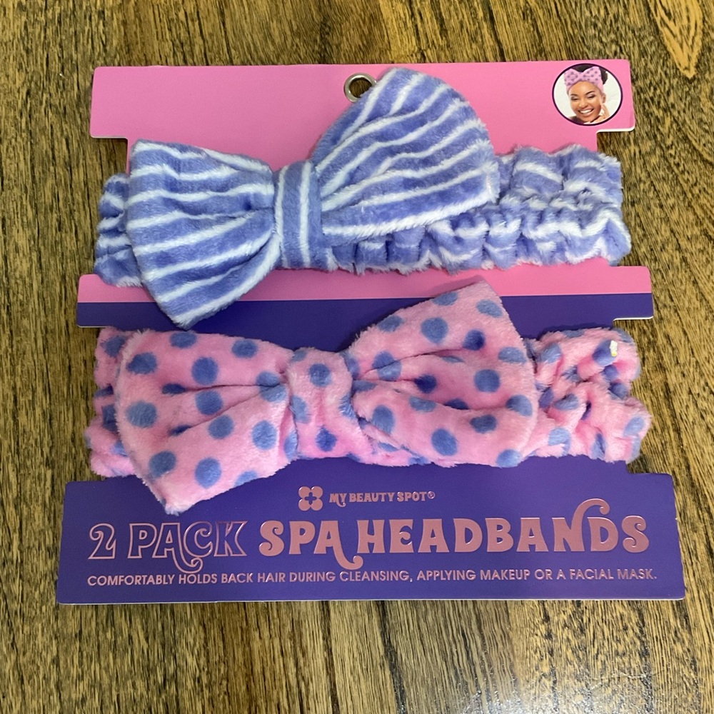 NWT 2pack Spa Headbands, So comfy & cute! Pink & purple! One size fits most!